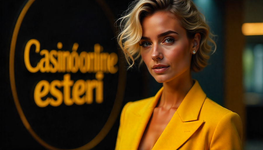 bella ragazza italiana con scritta “Casinò esteri” sullo sfondo